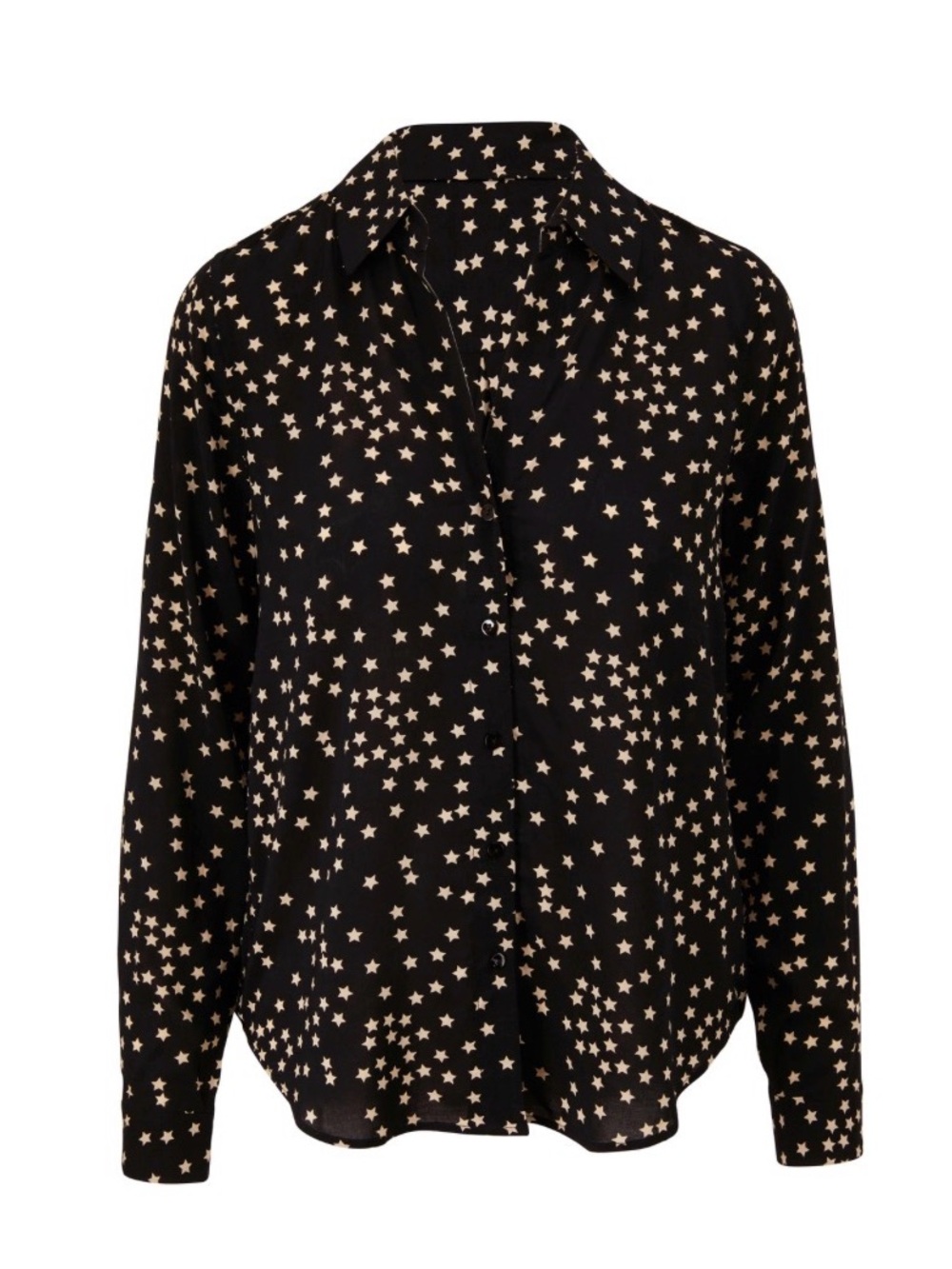 L'AGENCE Black Button-Down Shirt with Cream Star Motif